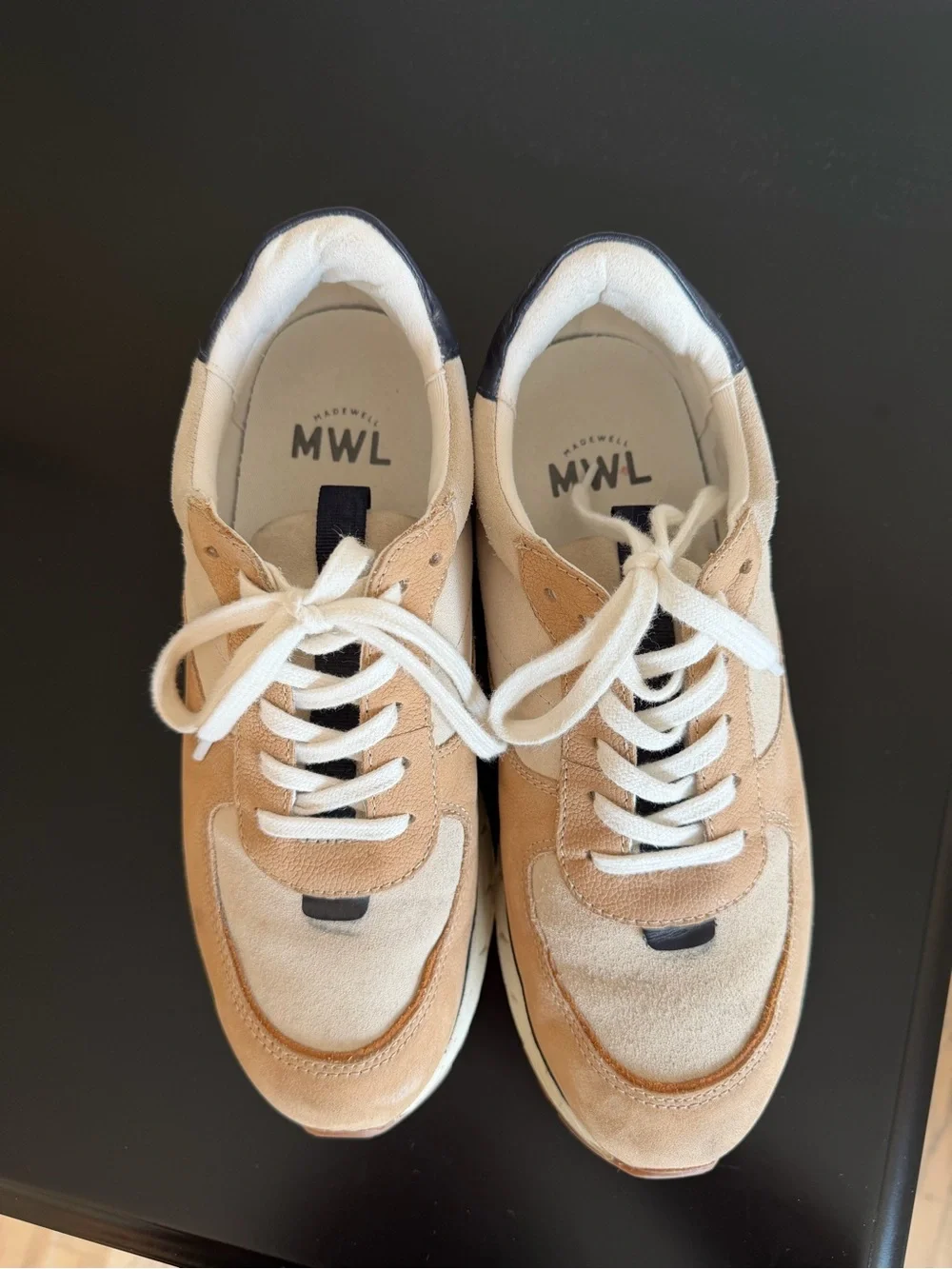 Madewell Casual Suede Lace-Up Sneakers in Beige